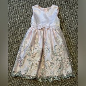 Kid's Tahari Pink Silver Floral Formal Dress size 6